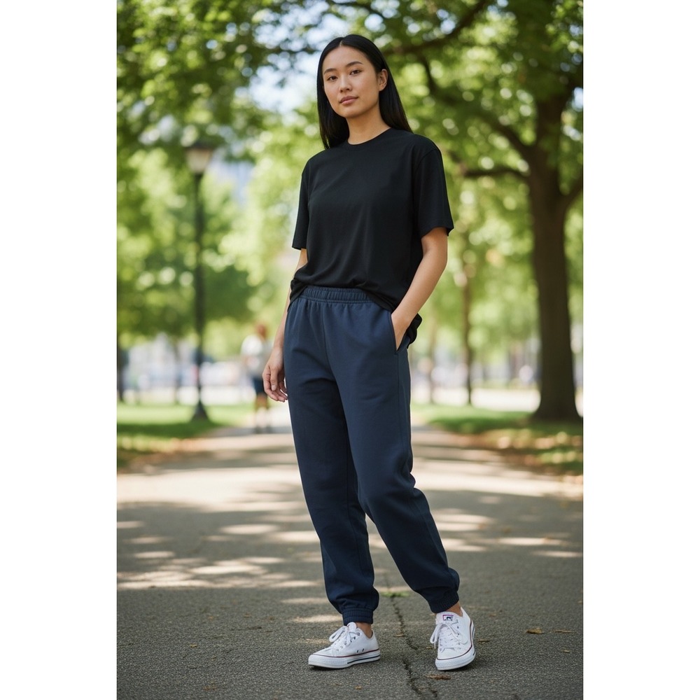 Natural Reflections Womens Black Jogger Pants Smocked Waist Tulip Hem Size S